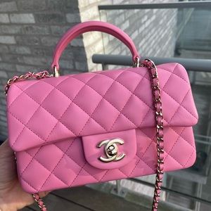 Chanel mini handle in rose clair 23P